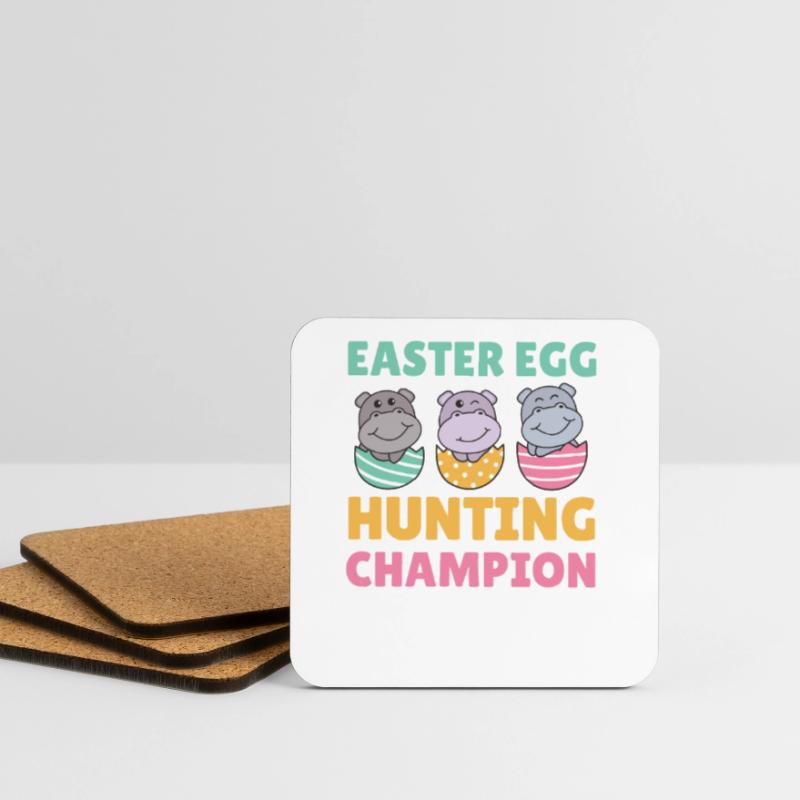 sweet hippos for Easter with Easter eggs hippo Coasters (set of 4)