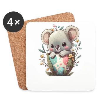 koalas mignons pour Pâques avec œufs de Pâques Koala - Dessous de verre (lot de 4) - blanc - Devant