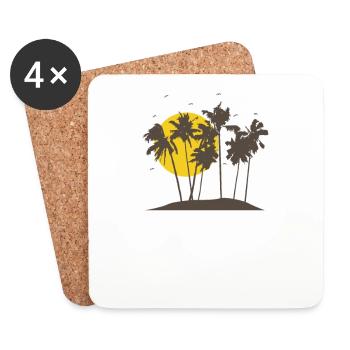 Palm trees on the beach on an island vacation - Coasters (set of 4) - white - Front