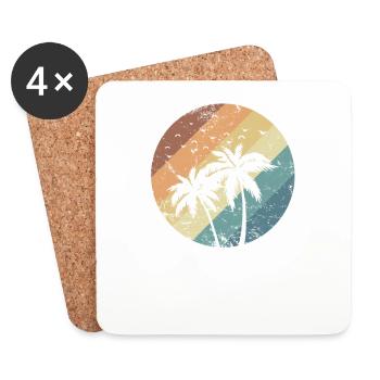 Palm Relaxation Plant Holiday Beach - Coasters (set of 4) - white - Front