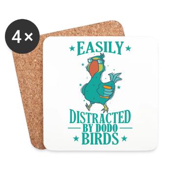 Easily Distracted by Dodo Birds Tier - Coasters (set of 4) - white - Front
