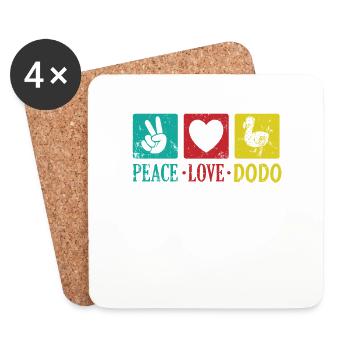 Peace Love Dodo Vogel aus Mauritius - Untersetzer (4er-Set) - Weiß - Vorne