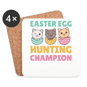 cute cats at Easter with Easter eggs cat - Coasters (set of 4) - white - Front