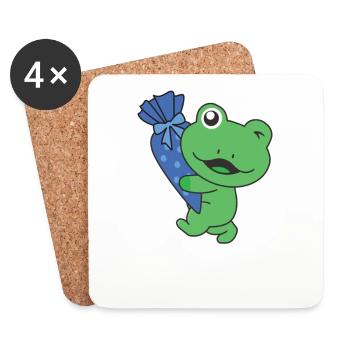 bye bye kindergarten hello school frog - Coasters (set of 4) - white - Front