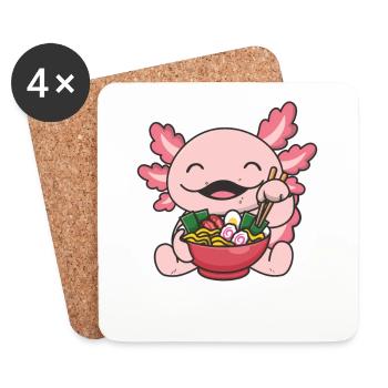 But first Ramen süße Axolotl isst Ramen - Untersetzer (4er-Set) - Weiß - Vorne