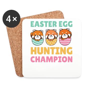 cute red pandas at Easter with Easter eggs red - Coasters (set of 4) - white - Front
