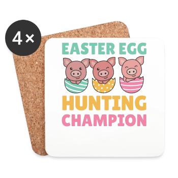 cochons doux à Pâques avec œufs de Pâques porc - Dessous de verre (lot de 4) - blanc - Devant