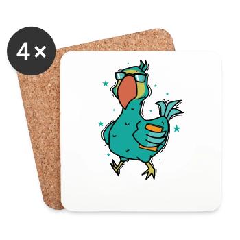 Dodo with a book bird from Mauritius - Coasters (set of 4) - white - Front