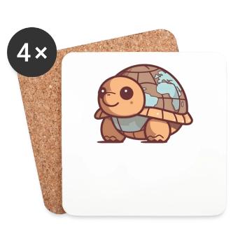Tortue avec la protection de l’environnement de la Terre Journée mondiale de la Terre - Dessous de verre (lot de 4) - blanc - Devant