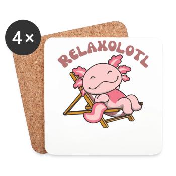 Relaxolotl Axolotl amoureux doux animaux relax - Dessous de verre (lot de 4) - blanc - Devant