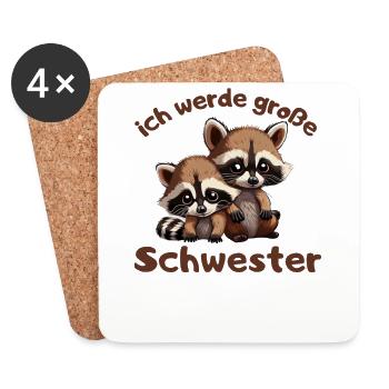 Ich werde große Schwester 2023 für Geschwister - Untersetzer (4er-Set) - Weiß - Vorne