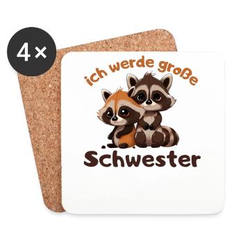 Ich werde große Schwester 2023 für Geschwister - Untersetzer (4er-Set) - Weiß - Vorne