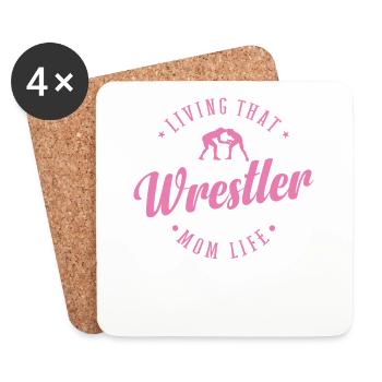 Vivre ce combat de lutte Mom Life Show - Dessous de verre (lot de 4) - blanc - Devant