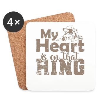 My Heart is on that Ring Wrestling Show-Kampf - Untersetzer (4er-Set) - Weiß - Vorne
