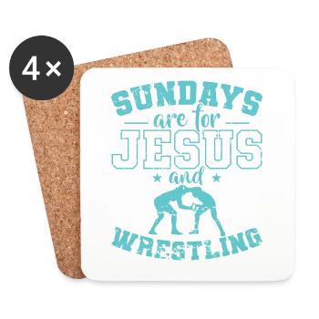 Sundays are for Jesus and Wrestling Show-Kampf - Untersetzer (4er-Set) - Weiß - Vorne
