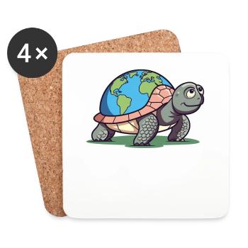 Tortue avec la protection de l’environnement de la Terre Journée mondiale de la Terre - Dessous de verre (lot de 4) - blanc - Devant