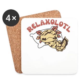 Relaxolotl Axolotl amoureux doux animaux relax - Dessous de verre (lot de 4) - blanc - Devant