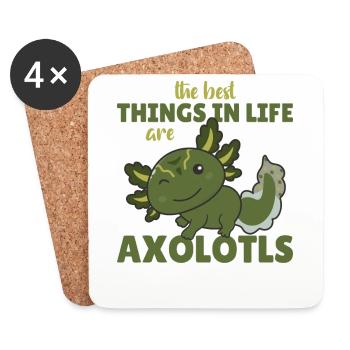 the best things in life are Axolotls süße Axololt - Coasters (set of 4) - white - Front
