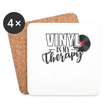 Le vinyle est ma thérapie Vinyle Enregistrer de la musique - Dessous de verre (lot de 4) - blanc - Devant