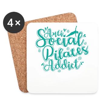 Anti Social Pilates Addict Powerhouse - Coasters (set of 4) - white - Front