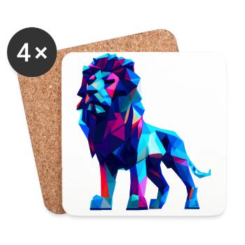Lions polygonaux - Dessous de verre (lot de 4) - blanc - Devant