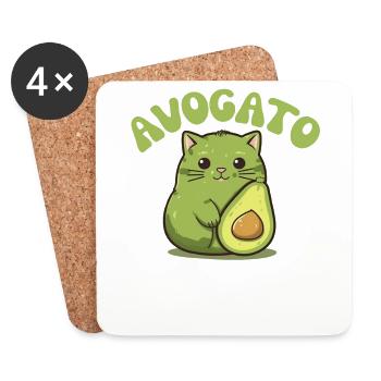 Avogato Avocado Katze lustige Essen grün - Untersetzer (4er-Set) - Weiß - Vorne