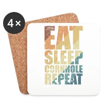 Eat Sleep Cornhole Repeat Spiel Freizeit - Untersetzer (4er-Set) - Weiß - Vorne