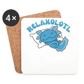 Relaxolotl Axolotl amoureux doux animaux relax - Dessous de verre (lot de 4) - blanc - Devant