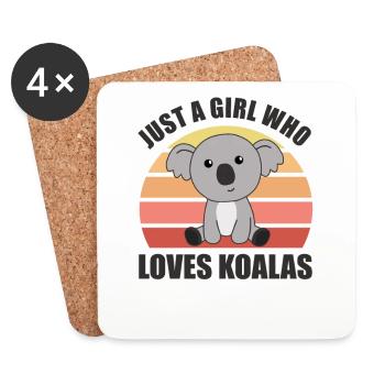 Juste une fille qui aime les koalas - koala mignon - Dessous de verre (lot de 4) - blanc - Devant