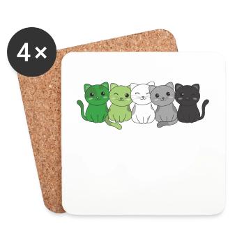 Aromantic Flag Non Binary Pride LGBTQ süße Katze - Untersetzer (4er-Set) - Weiß - Vorne