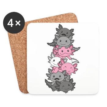 Demigirl Flag Gay Pride LGBTQ Axolotl - Coasters (set of 4) - white - Front