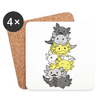 Demigent Flag Pride LGBTQ Mignon Axolotl Stack - Dessous de verre (lot de 4) - blanc - Devant