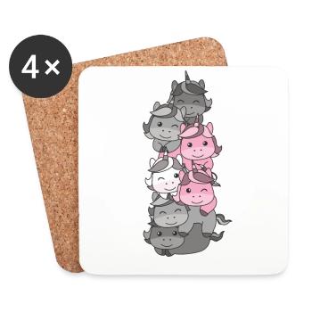 Demigirl Flag Pride LGBTQ süßer Einhorn Stapel - Untersetzer (4er-Set) - Weiß - Vorne