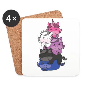 Genderfluid Flag Pride LGBTQ Cute Unicorn Stack - Coasters (set of 4) - white - Front