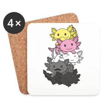 Queerplatonic Flag Pride LGBTQ süßer Axolotl - Untersetzer (4er-Set) - Weiß - Vorne