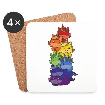 Rainbow unicorn cute colorful unicorn for kids - Coasters (set of 4) - white - Front