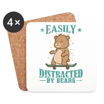 Facilement distrait par la forêt animale des ours - Dessous de verre (lot de 4) - blanc - Devant