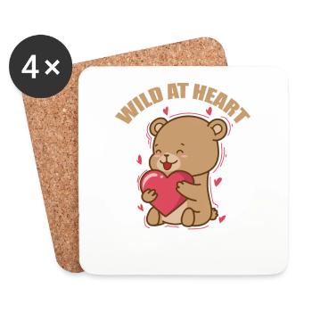 Wild at Heart Bear Animal Forest - Coasters (set of 4) - white - Front