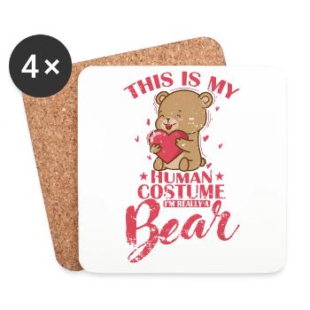 C’est mon costume humain, je suis vraiment un ours de niveau - Dessous de verre (lot de 4) - blanc - Devant