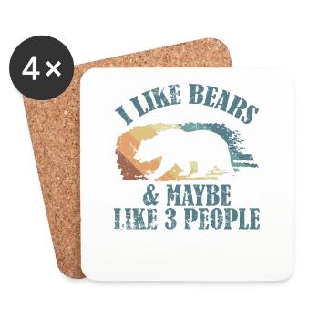 I Like Bears and Maybe 3 People Forest Animal - Coasters (set of 4) - white - Front