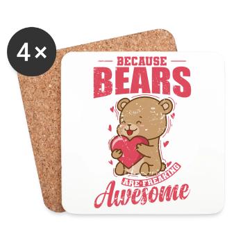 Parce que les ours sont effrayants Animal de forêt génial - Dessous de verre (lot de 4) - blanc - Devant