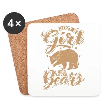 Juste une fille qui aime les ours ours roses - Dessous de verre (lot de 4) - blanc - Devant