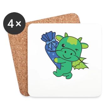 bye bye Kindergarten hallo Schule Drache - Untersetzer (4er-Set) - Weiß - Vorne