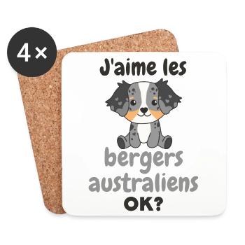 Ich mag Hunde ok? Süßer Australian Shepherd - Untersetzer (4er-Set) - Weiß - Vorne