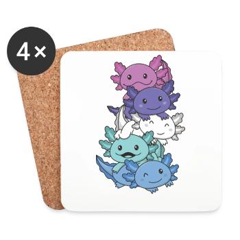 Spectrasexuell Flag Pride LGBTQ süßer Axolotl - Untersetzer (4er-Set) - Weiß - Vorne