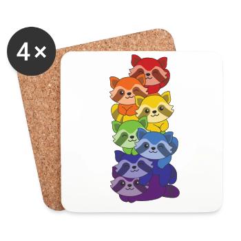 Licorne arc-en-ciel licorne colorée mignonne pour les enfants - Dessous de verre (lot de 4) - blanc - Devant