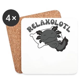 Relaxolotl Axolotl amoureux doux animaux relax - Dessous de verre (lot de 4) - blanc - Devant