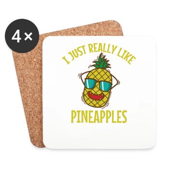 I Just Really Like Pineapples Frucht - Untersetzer (4er-Set) - Weiß - Vorne