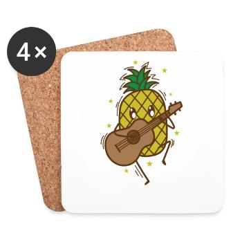 Ananas Jouant de la Guitare Tropical Sweet Fruit - Dessous de verre (lot de 4) - blanc - Devant