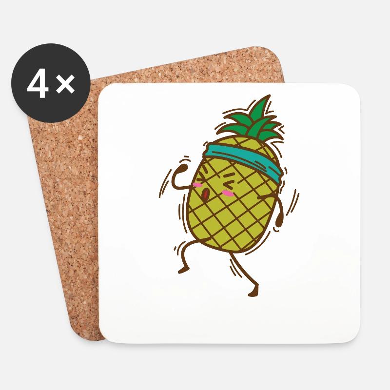 Ananas geht Joggen oder Laufen süße Frucht - Untersetzer (4er-Set) - Weiß